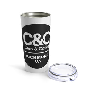 C&CR White Tumbler 20oz (Black & White Round Logo)