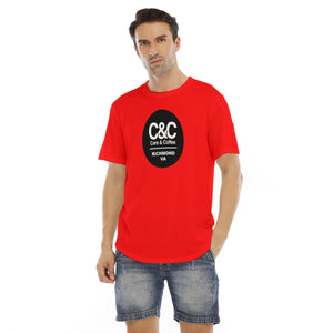 C&CR Red Rounded Hem Tee (B&W Round Logo)