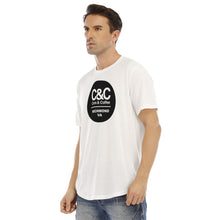 Load image into Gallery viewer, C&amp;CR White Rounded Hem Tee (B&amp;W Round Logo)