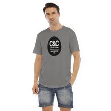 Load image into Gallery viewer, C&amp;CR Gray Rounded Hem Tee (B&amp;W Round Logo)