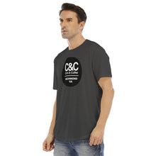 Load image into Gallery viewer, C&amp;CR Dark Gray Rounded Hem Tee (B&amp;W Round Logo)