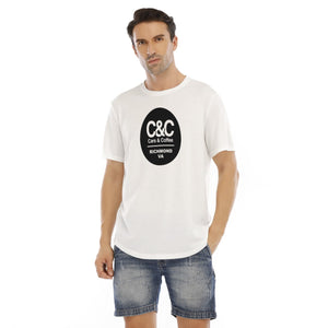 C&CR White Rounded Hem Tee (B&W Round Logo)