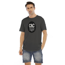 Load image into Gallery viewer, C&amp;CR Dark Gray Rounded Hem Tee (B&amp;W Round Logo)