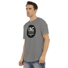 Load image into Gallery viewer, C&amp;CR Gray Rounded Hem Tee (B&amp;W Round Logo)