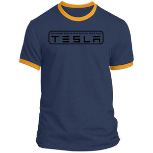 Men's "You Actually Have To Drive" Tesla Ringer Tee