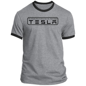 Men's "You Actually Have To Drive" Tesla Ringer Tee