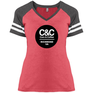 C&CR Ladies' Game V-Neck Tee (Round Logo)