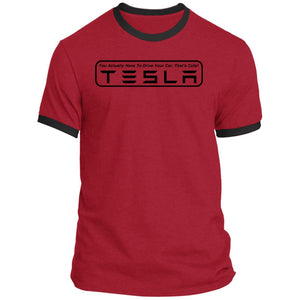 Men's "You Actually Have To Drive" Tesla Ringer Tee