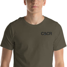 Load image into Gallery viewer, C&amp;CR Embroidered Tee (Black Letters &amp; Grey Cup Logo) - FREE SHIPPING