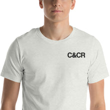 Load image into Gallery viewer, C&amp;CR Embroidered Tee (Black Letters &amp; Grey Cup Logo) - FREE SHIPPING