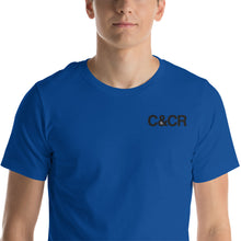 Load image into Gallery viewer, C&amp;CR Embroidered Tee (Black Letters &amp; Grey Cup Logo) - FREE SHIPPING