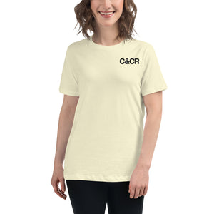 Women's C&CR Embroidered Relaxed Tee (Black Letter Grey Cup) - FREE SHIPPING