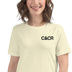 Women's C&CR Embroidered Relaxed Tee (Black Letter Grey Cup) - FREE SHIPPING