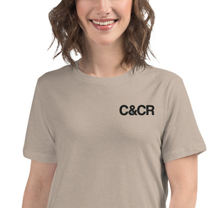 Women's C&CR Embroidered Relaxed Tee (Black Letter Grey Cup) - FREE SHIPPING