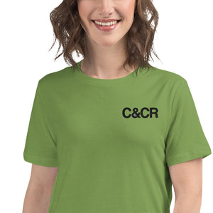 Women's C&CR Embroidered Relaxed Tee (Black Letter Grey Cup) - FREE SHIPPING